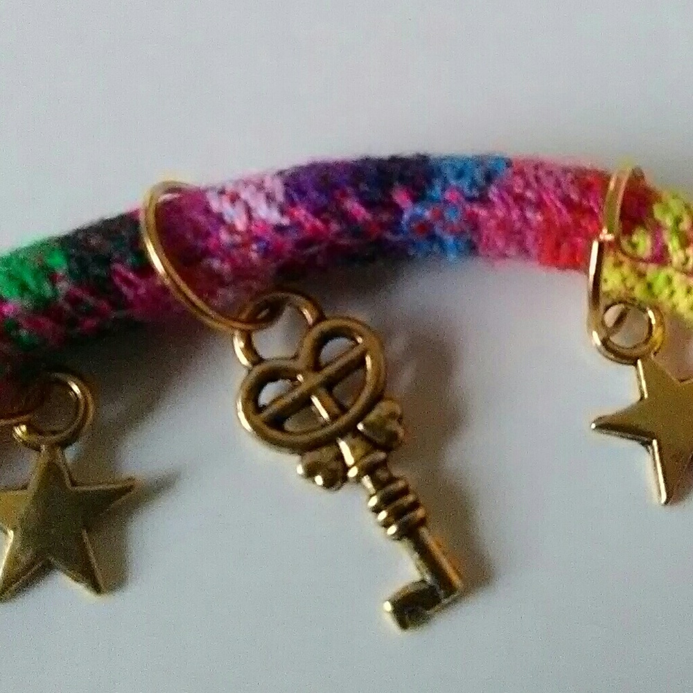 Gold Star Boho Rainbow Braided Friendship Bracelet - Picture 3 of 5